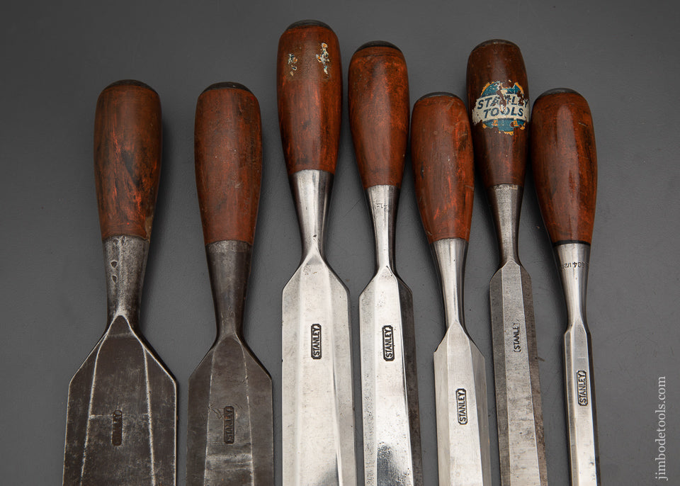 Very Rare Graduated Set of STANLEY No. 1004 Composite Wood Grain Handle EVERLASTING Chisel Set - 102262