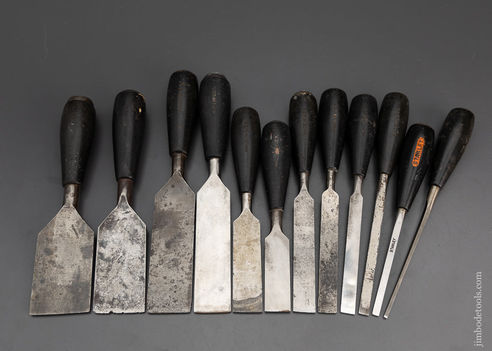 Complete Set of 12 STANLEY No. R50 Rubber EVERLASTING Chisels - 102274