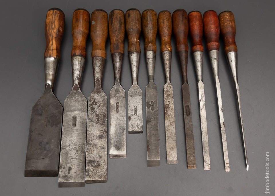 Rare Graduated Set of 11 STANLEY No. 25 EVERLASTING Chisels - 102276