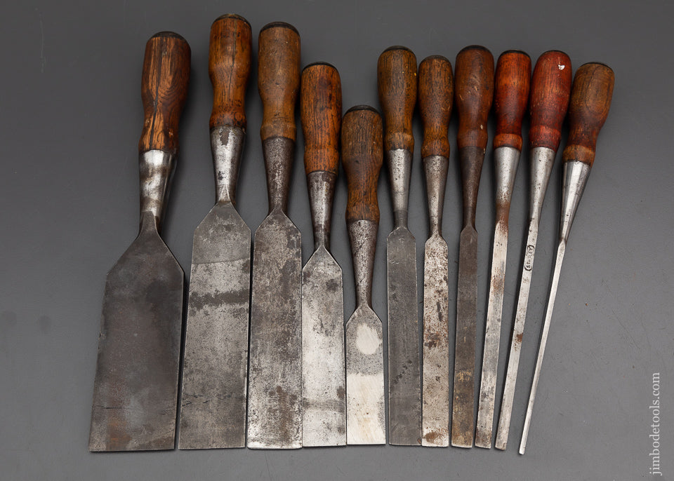 Rare Graduated Set of 11 STANLEY No. 25 EVERLASTING Chisels - 102276