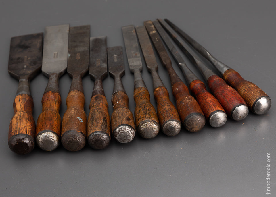 Rare Graduated Set of 11 STANLEY No. 25 EVERLASTING Chisels - 102276
