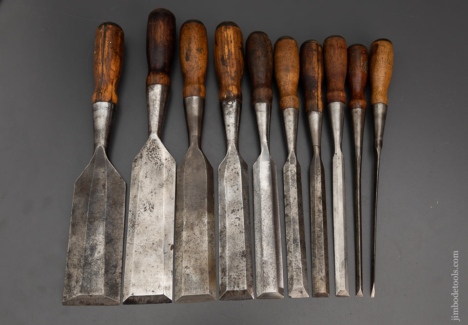 Rare Set of 10 EVERLASTING Chisels by G.E. WOOD - 102302