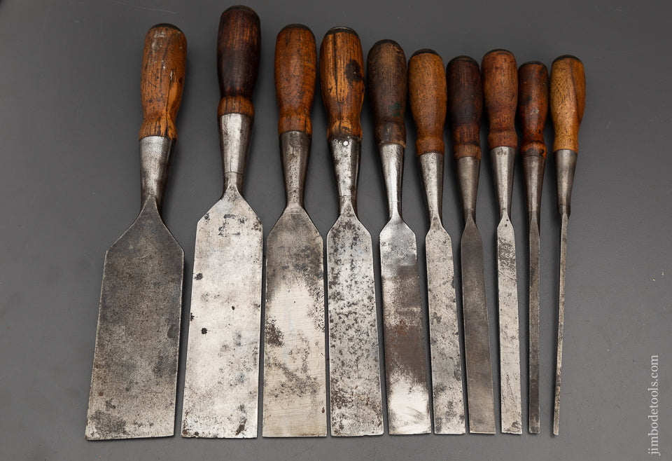 Rare Set of 10 EVERLASTING Chisels by G.E. WOOD - 102302