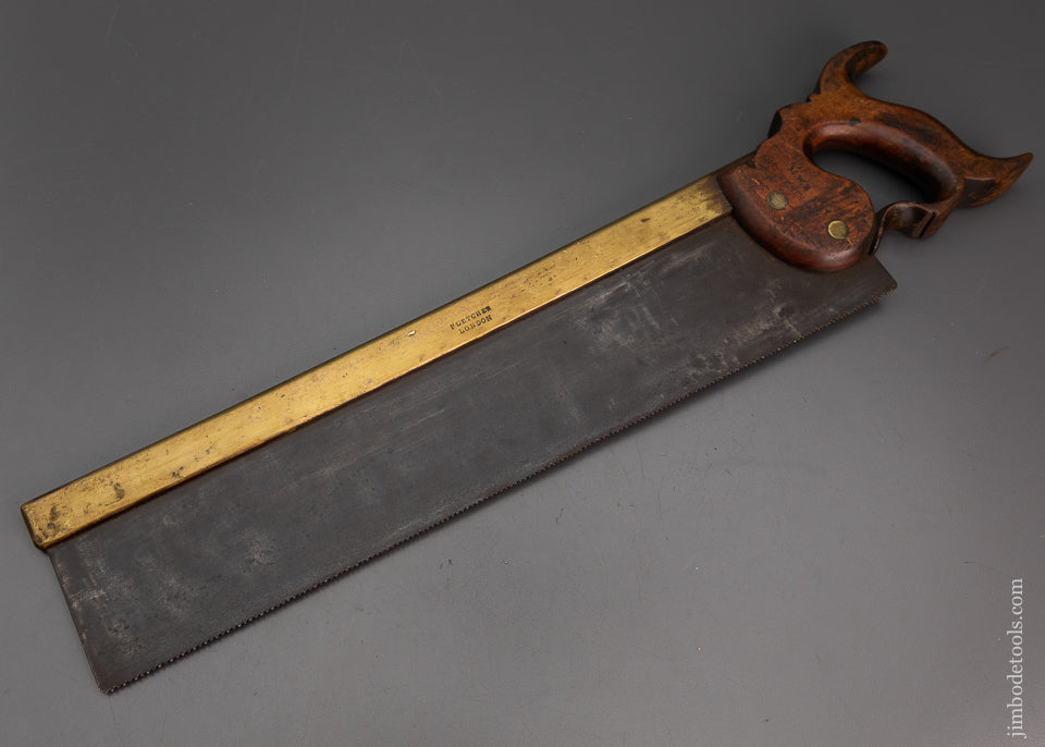 Stunning Early Brass Back Tenon Saw by FLETCHER LONDON 16 Inch - 102322