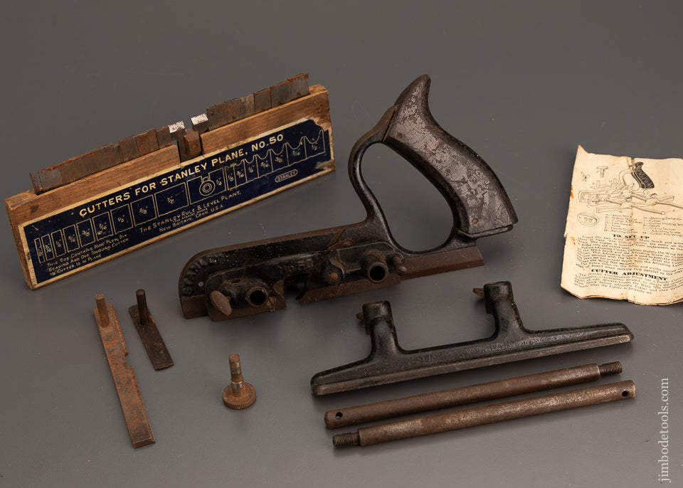 STANLEY No. 50 Combination Plow Plane with all 17 Cutters - 102339