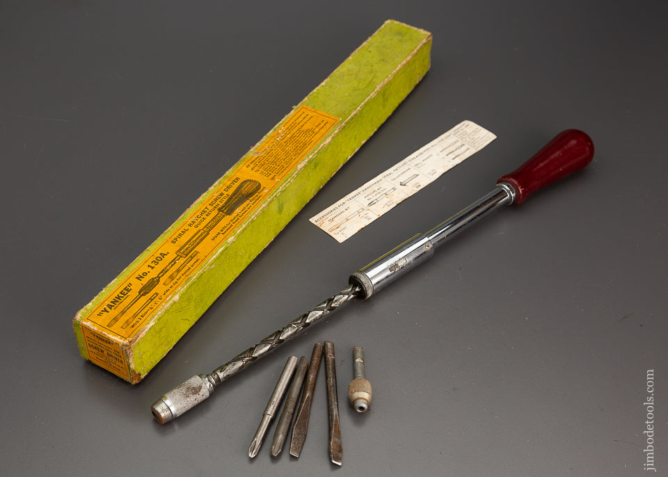 YANKEE No. 130A Screwdriver Near Mint in Box with Bits & Drill Bit Adaptor - 102430