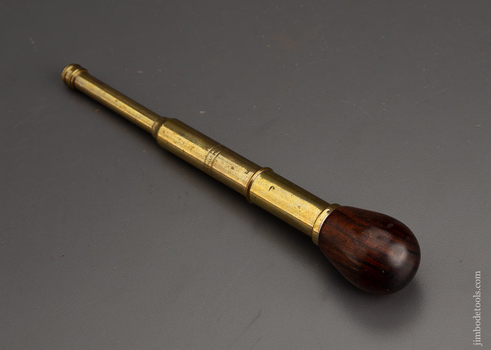 Rare MILLERS FALLS Rosewood Handle Brass Push Drill - EXCELSIOR 102498