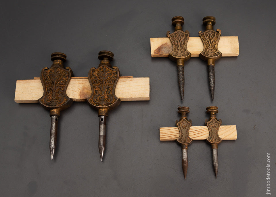 STANLEY No. 1, No. 2 & No. 3 Ornate Brass Trammel Points - 102513