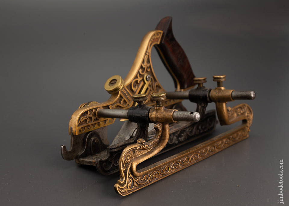 Stunning STANLEY MILLERS PATENT No. 42 Ornate Brass Plow & Filletster Plane - 102633