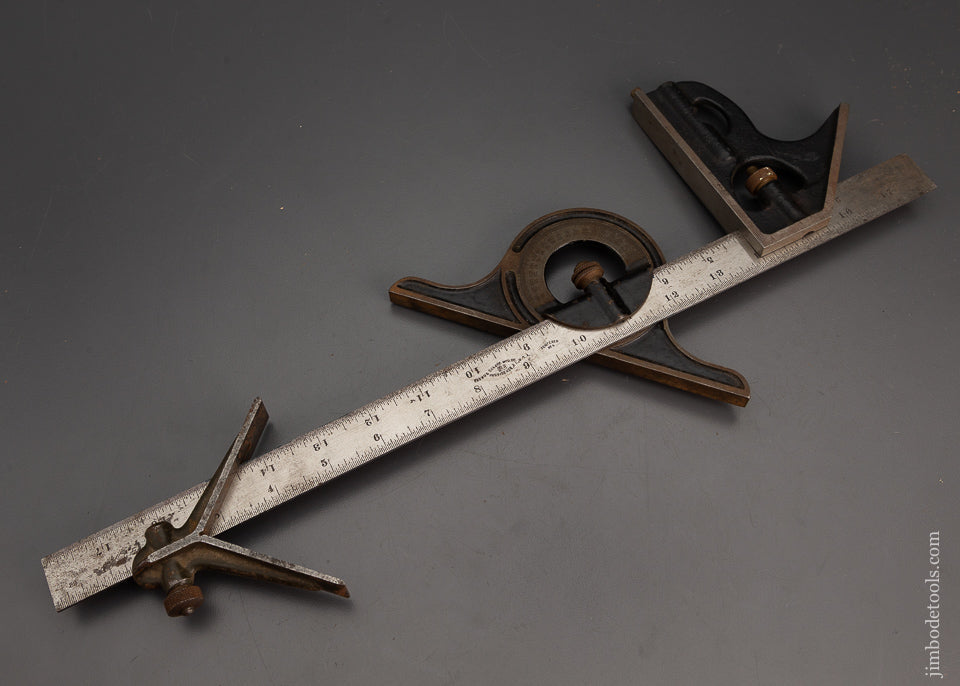 18 Inch BROWN & SHARPE Combination Square with Center Finding Head Fine - 102677