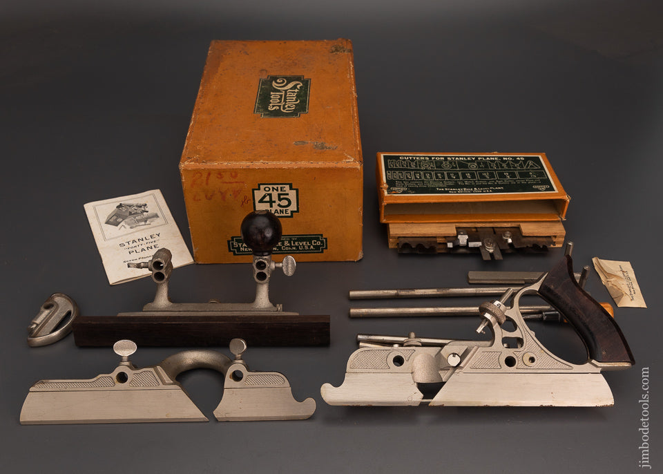 Premium! 100% Complete STANLEY No. 45 Combination Plow Plane Near Mint in Box - 102843