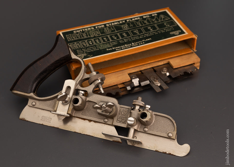 Premium! 100% Complete STANLEY No. 45 Combination Plow Plane Near Mint in Box - 102843