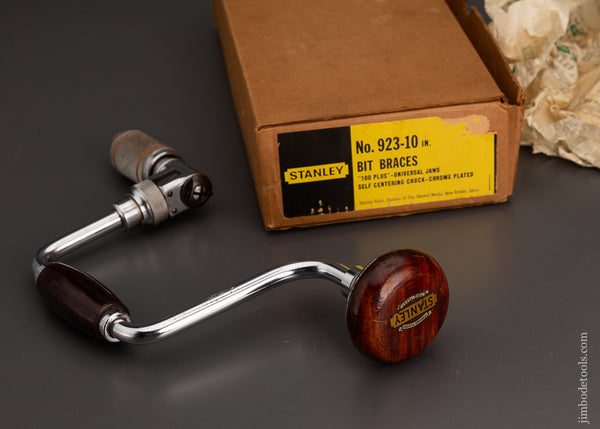 Near Mint in Box STANLEY No. 923 Rosewood 10 Inch Bit Brace with Decal - 102884