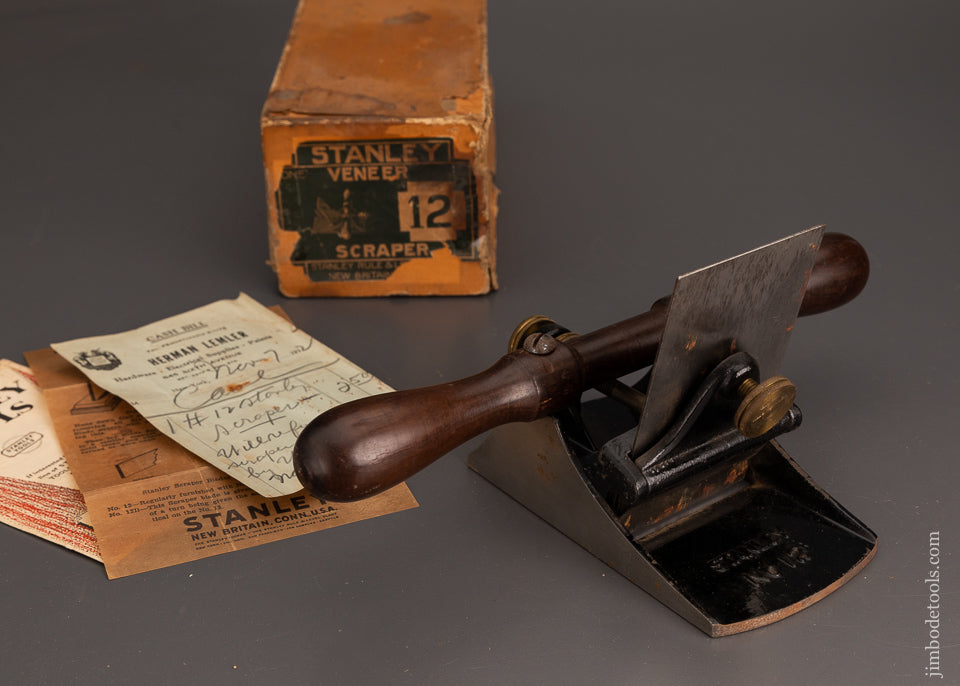 STANLEY No. 12 Scraper Plane Unused Near Mint in Box with Original Receipt! - 102929