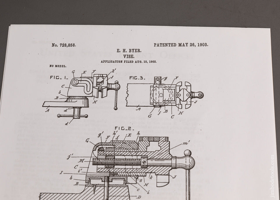Baby EMMERT Machinist’s Vise 2 Inch Size BYERS PATENT MAY, 28, 1902 - 102979