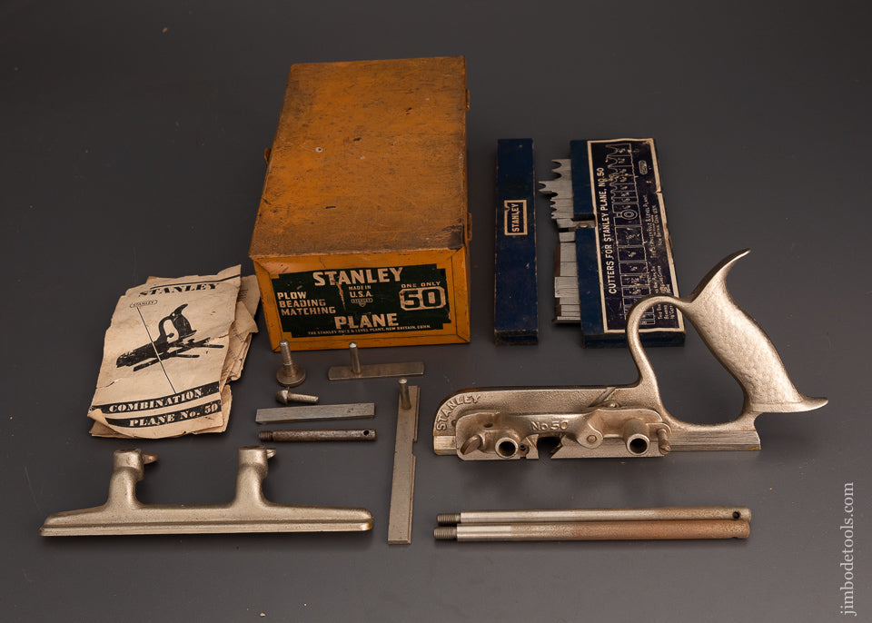 Mint STANLEY No. 50 Combination Plow Plane 100% Complete in Original Box - 103158