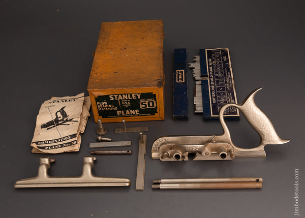 Mint STANLEY No. 50 Combination Plow Plane 100% Complete in Original Box - 103158