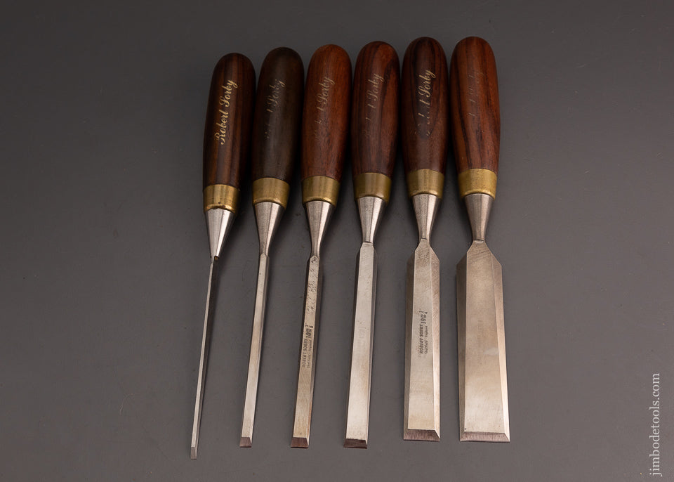 Phenomenal Set of 6 Rosewood Handled SORBY Bevel Edge Chisels - 103182