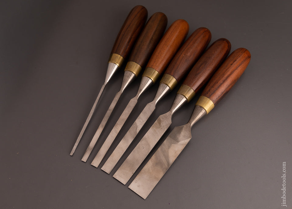 Phenomenal Set of 6 Rosewood Handled SORBY Bevel Edge Chisels - 103182