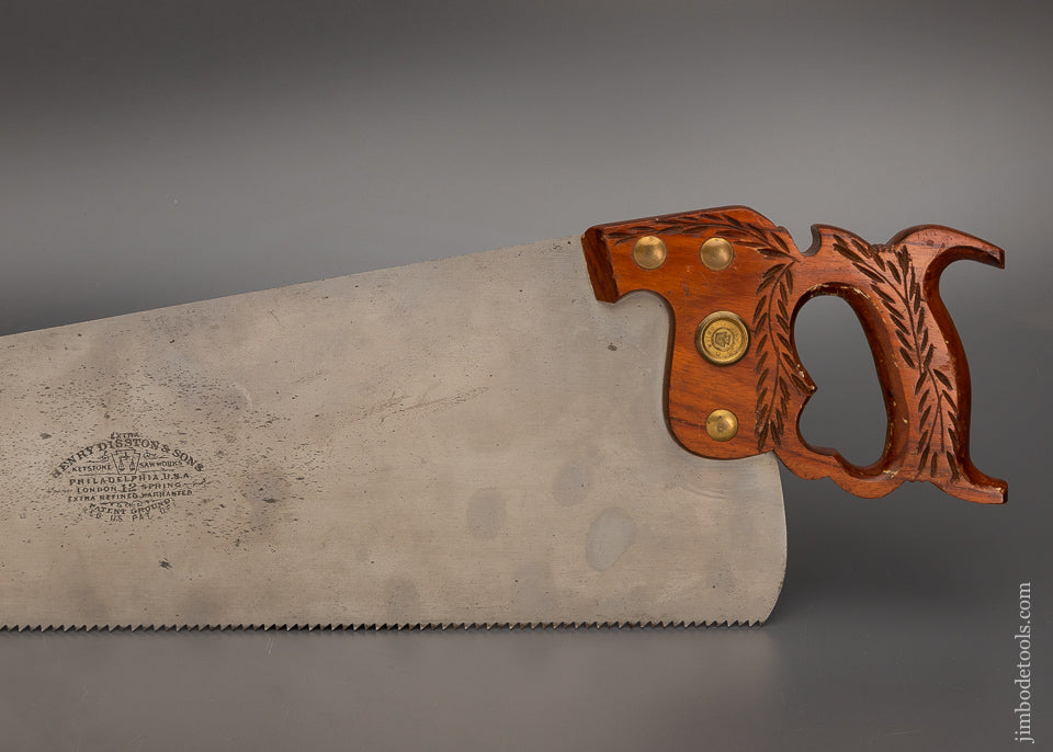 DISSTON No. 12 London Spring Hand Saw Mahogany Handle - 103364