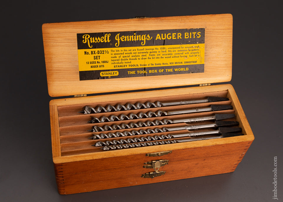 Complete Set of 13 RUSSELL JENNINGS Auger Bits in Original Three Tiered Box - 103475