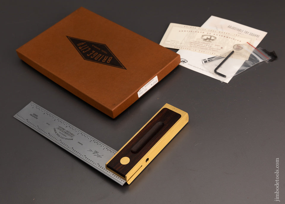 BRIDGE CITY TOOL WORKS AS-9 Rosewood Try Square Mint in Box - 103542