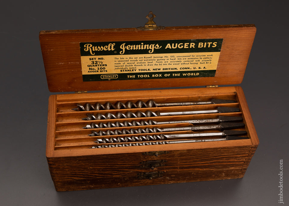 Complete Set of 13 RUSSELL JENNINGS Auger Bits in Original Three Tiered Box - 103670
