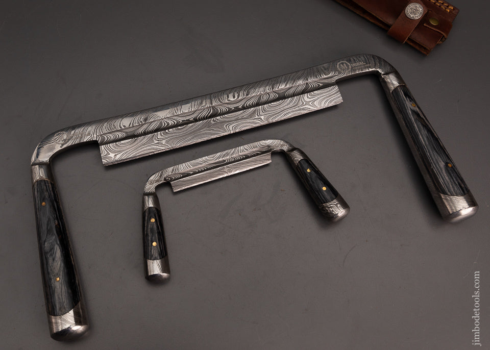 Gobsmackin’ Damascus & Zercote Perfect Handle Draw Knife Set 8 Inch & 3 1/4 Inch - 103690