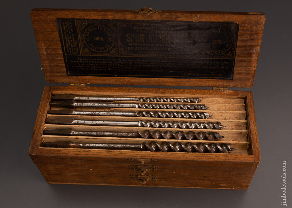 Complete Set of 13 RUSSELL JENNINGS Auger Bits in Original Three Tiered Box - 103727