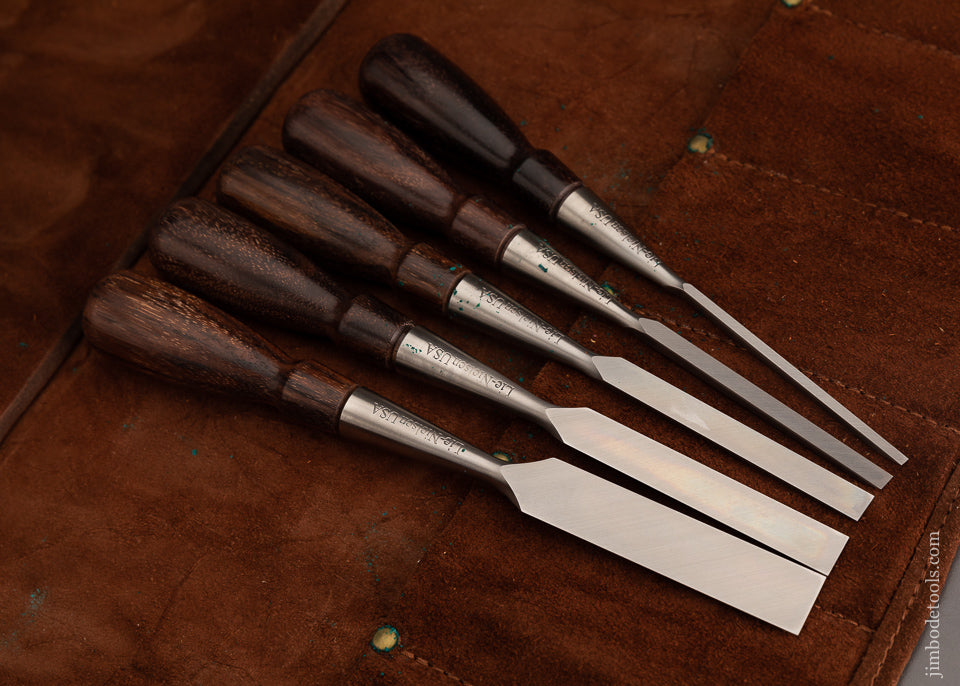 Mint Set of 5 LIE NIELSEN Bench Chisels with Cocobolo Handles 103835