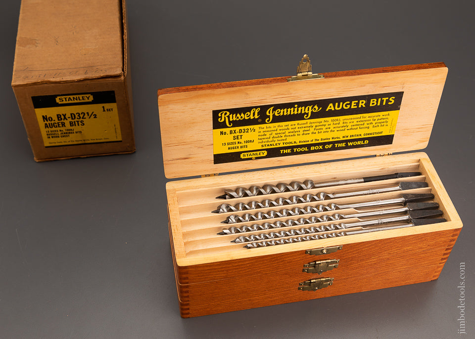 Complete Set of 13 RUSSELL JENNINGS Auger Bits in Original Three Tiered Box - 103862