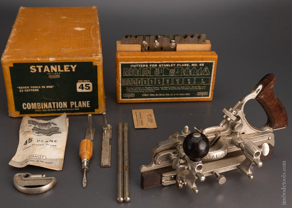 STANLEY No. 45 Combination Plow Plane in Box 100% Complete Near Mint - 103928