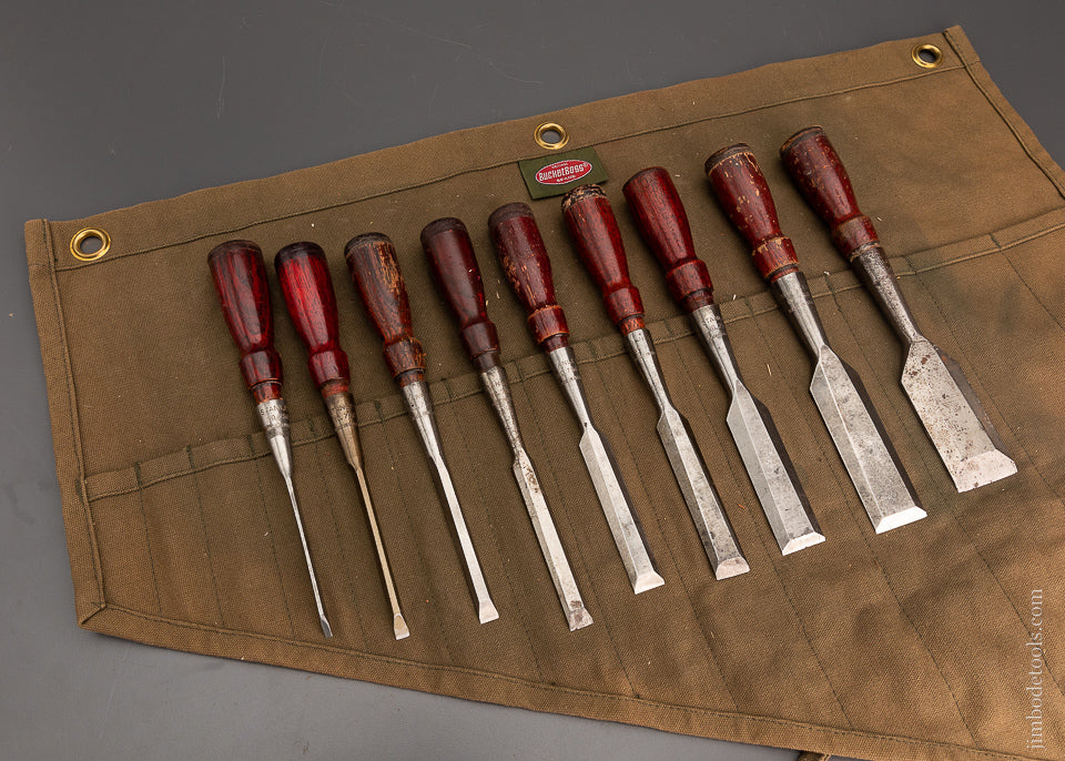 Fine Set of 9 STANLEY No. 750 Chisels in Roll - 103955