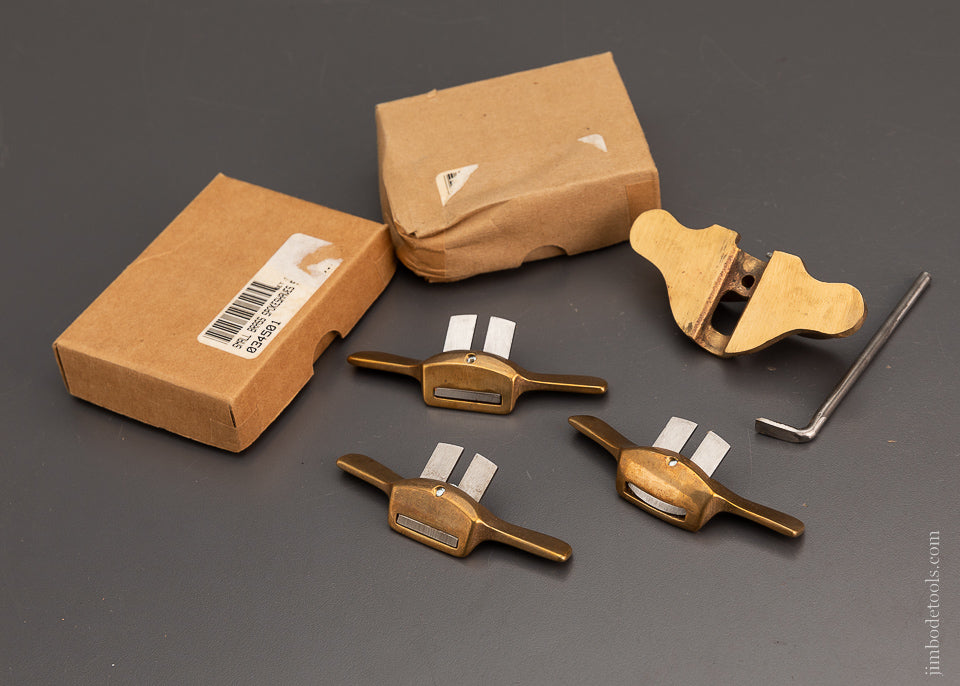 3 Brass Spoke Shaves & 1 Brass Router - 103896