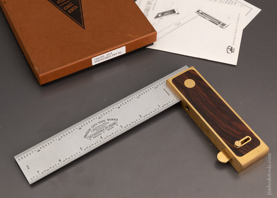 BRIDGE CITY TOOL WORKS AS-9 Adjustable Try Square in Box - 104025