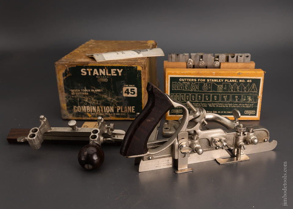 STANLEY No. 45 Combination Plow Plane in Box 100% Mint & Complete - 104087