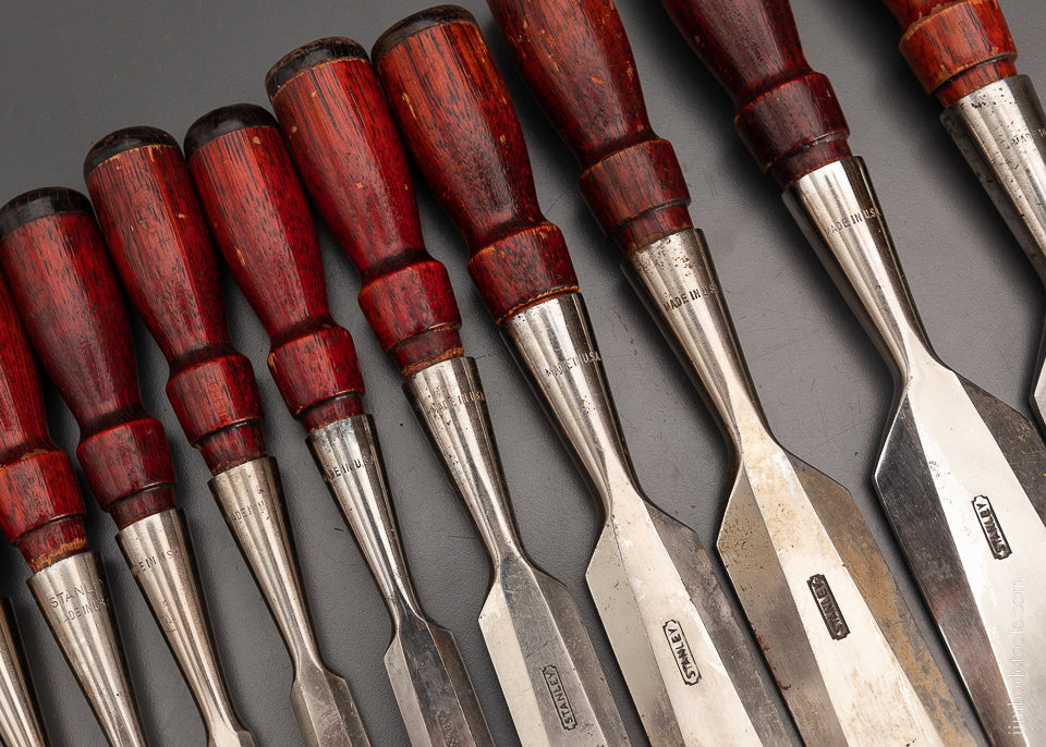 Fabulous Set of 11 STANLEY No. 750 Chisels Near Mint - 104124