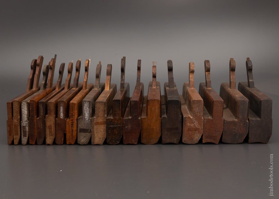 Complete Working Set of 18 Hollows & Rounds Moulding Planes Mixed Makers - 104164
