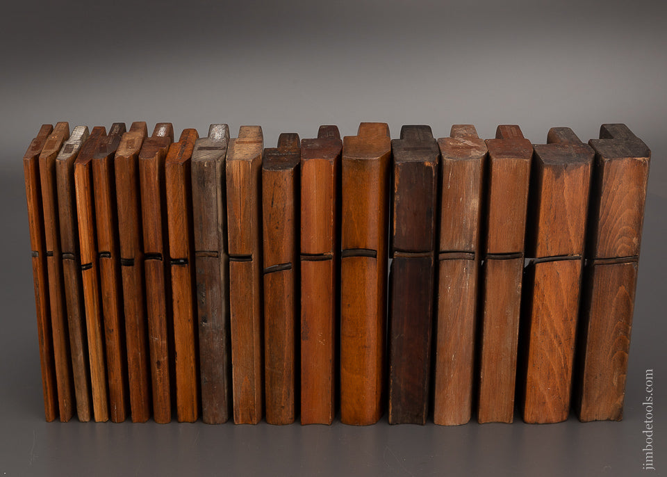 Complete Working Set of 18 Hollows & Rounds Moulding Planes Mixed Makers - 104164