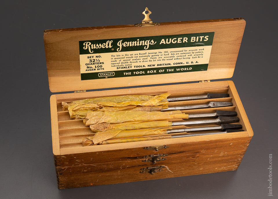 Complete Set of 13 RUSSELL JENNINGS Auger Bits in Original Three Tiered Box Mint with Wrappers - 104196