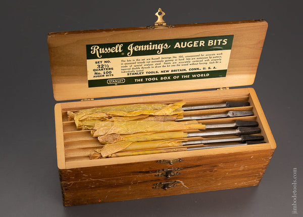 Complete Set of 13 RUSSELL JENNINGS Auger Bits in Original Three Tiered Box Mint with Wrappers - 104196