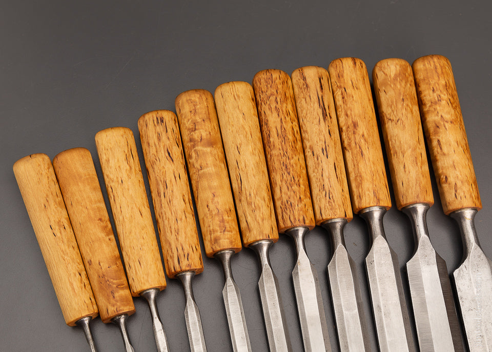 Near Mint Set of 11 E.A. BERG Bevel Edge Bench Chisels - 104198
