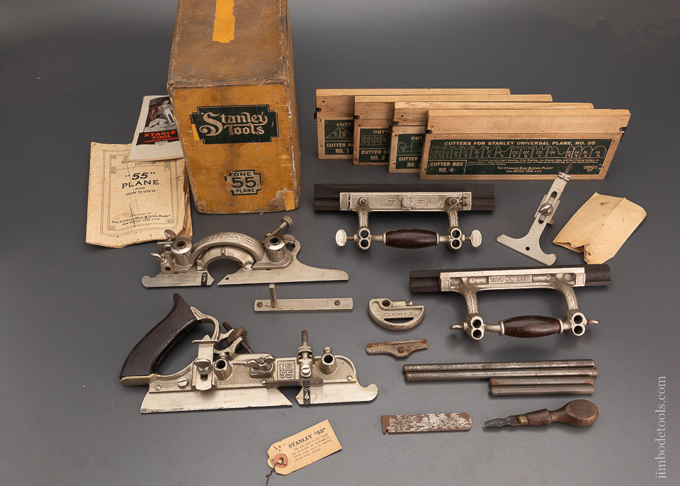 STANLEY No. 55 Combination Plane 100% Complete & Fine in Original Box - 104204