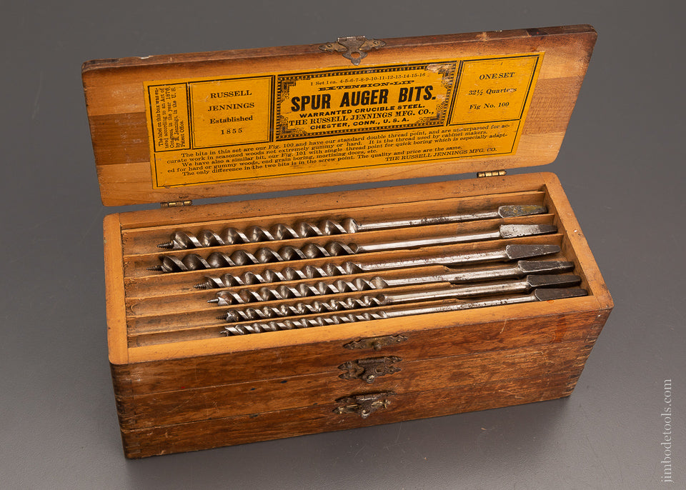 Complete Set of 13 RUSSELL JENNINGS Auger Bits in Original Three Tiered Box - 104209