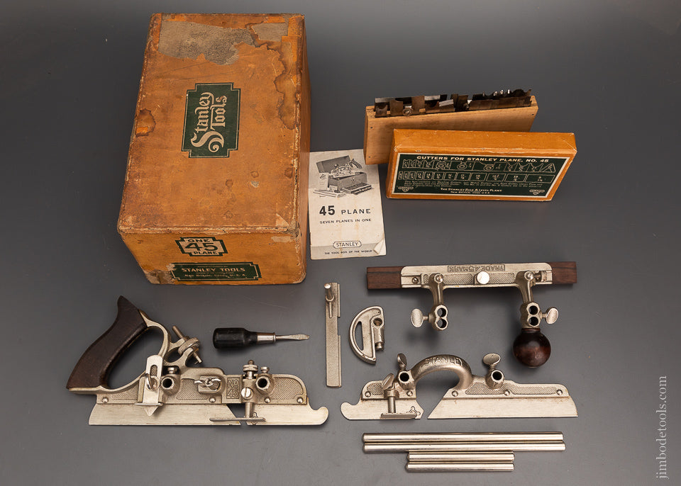 100% Complete STANLEY No. 45 Combination Plow Plane Mint in Box Unused - 104216