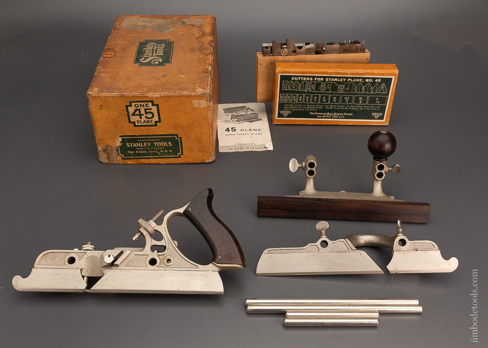 100% Complete STANLEY No. 45 Combination Plow Plane Mint in Box Unused - 104216
