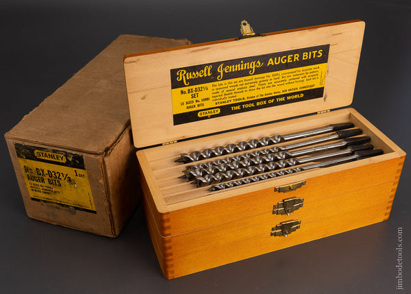 No. BX-D32 1/2 RUSSELL JENNINGS STANLEY Auger Bits with Coarse Pilot Screws Mint in Original Box - 104333