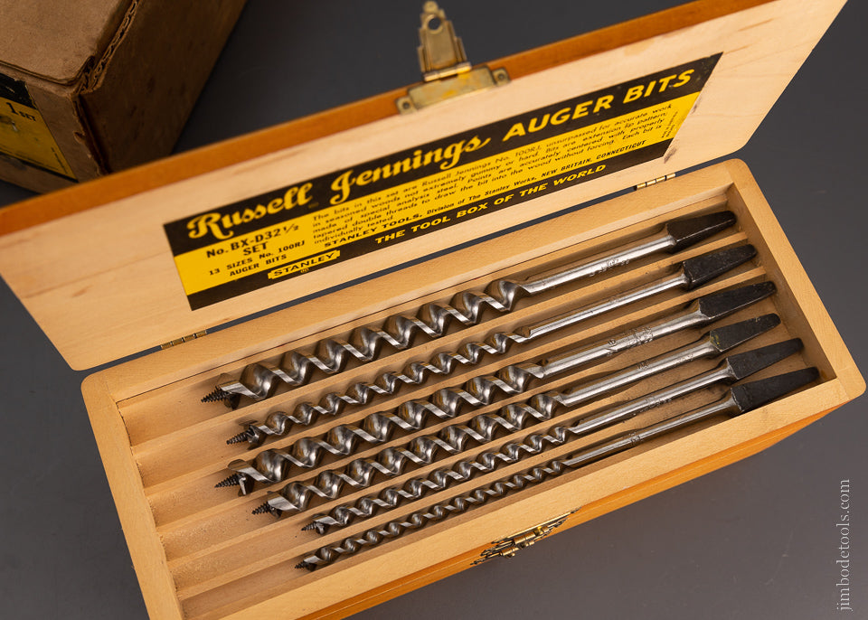 No. BX-D32 1/2 RUSSELL JENNINGS STANLEY Auger Bits with Coarse Pilot Screws Mint in Original Box - 104333