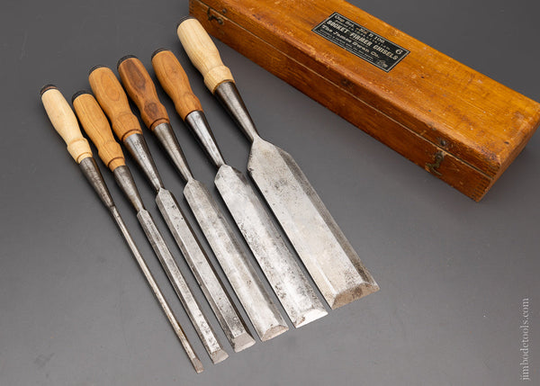 JAMES SWAN No. B106 Set of 6 Socket Firmer Chisels in Original Box - 104375