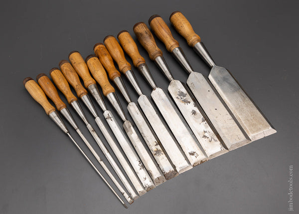 WITHERBY MADE FOR UNION HARDWARE SAMSON Complete Set of 12 Socket Firmer Chisels - 104384